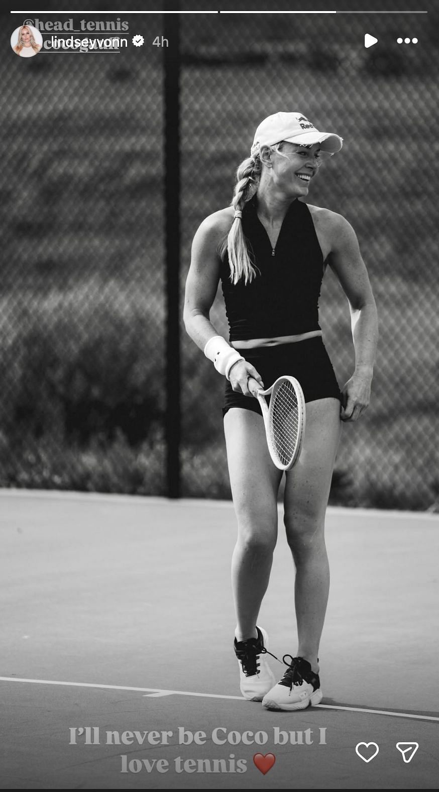 Vonn expresses her love for tennis | Instagram@lindseyvonn